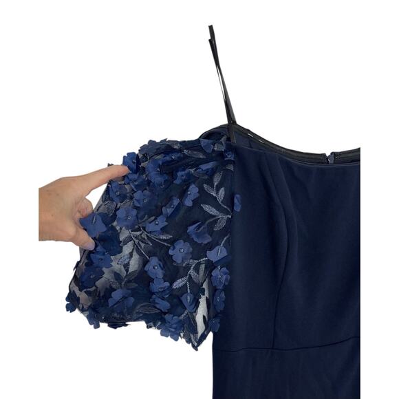 XSCAPE Dress Melanie 3D Floral Sleeve Scuba Crepe Gown Size 8 $259 - Picture 5 of 7